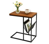 Relaxdays Mesa auxiliar con revistero C marrón,negro