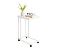 Relaxdays Mesa auxiliar con ruedas C blanco