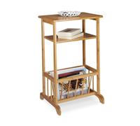 Relaxdays Mesa auxiliar con soporte periódicos marrón claro