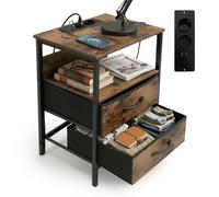 Relaxdays Mesa auxiliar con USB marrón,negro