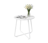 Relaxdays Mesa redonda de metal blanco