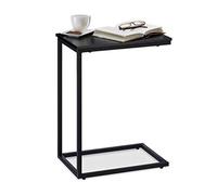 Relaxdays Mesa Auxiliar, DM-Metal, Negro, 61 x 30 x 45 cm