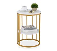 Relaxdays Mesa auxiliar efecto mármol blanco,oro,gris