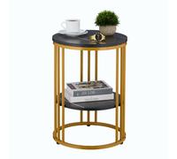 Relaxdays Mesa auxiliar efecto mármol blanco,oro,negro