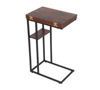 Relaxdays Mesa auxiliar extensible en C marrón,negro