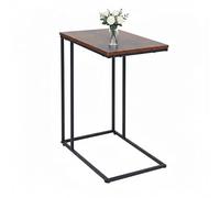Relaxdays Mesa Auxiliar, HBT: 64 x 50 x 35 cm, MDF, Hierro, Forma C, Mesa de sofá para Meter Debajo, salón, Negro/marrón