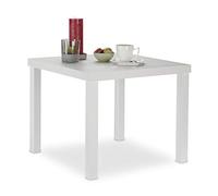 Relaxdays Mesa Auxiliar, Mesita Centro Cuadrada, Cuarto Infantil, Diseño Moderna, PB, 1 Ud, 45 x 55 x 55 cm, Blanco, Tablero de Fibras