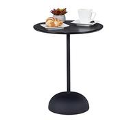 Relaxdays Mesa Auxiliar, Mesita Redonda, 48,5 x 40 cm, Metal y MDF, Mesilla de Sofá Moderna para Salón, Negro
