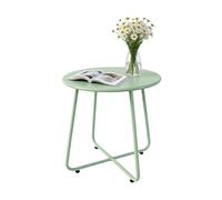 Relaxdays Mesa Auxiliar metálica Resistente a la Intemperie, Redonda, Ø 46 x 44 cm, Verde