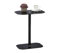 Relaxdays Mesa auxiliar negra vidrio negro
