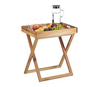 Relaxdays Mesa Auxiliar Plegable con Bandeja Extraíble, Mesita Sofá, Café, Madera Nogal, 1 Ud., 54 x 52 x 36 cm, Marrón