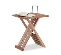 Relaxdays Mesa auxiliar plegable de madera nogal marrón claro