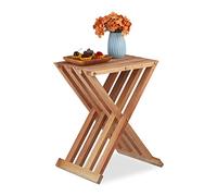 Relaxdays Mesa auxiliar plegable madera de nogal marrón claro
