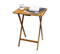 Relaxdays Mesa Auxiliar Plegable Rectangular, Bambú, Marrón, 63 x 48 x 38.5 cm
