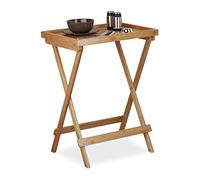 Relaxdays Mesa Auxiliar Plegable, Sofá, Salón, Café, Desayuno, Servir, Rústica, Bambú, 1 Ud., 66 x 50 x 38,5 cm, Marrón