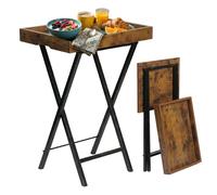 Relaxdays Mesa auxiliar plegable y bandeja marrón,negro