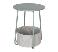 Relaxdays Mesa Auxiliar Redonda con Cesta, MDF y Metal, 50x40 cm, Menta/Gris