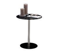 Relaxdays Mesa Auxiliar Redonda, Cristal-Acero Inoxidable, Negro, 53 X 43 X 43 Cm
