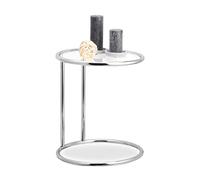 Relaxdays, Mesita, 53 x 45 cm, Plateado Auxiliar Redonda, Café Decorativa, Mesa de Diseño, Metal-Cristal, Acero