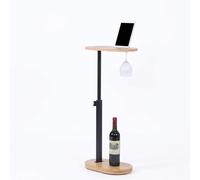 Relaxdays Mesa Auxiliar Regulable, (Alto x Ancho x Fondo) 45-82x40x22 cm, bambú, Metal, salón, Natural/Negro