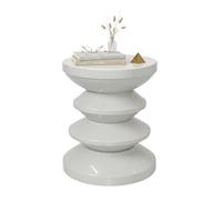 Relaxdays Mesa Auxiliar & Taburete, Zick-Zack, Objeto Decorativo para salón, HxD: 46 x 35 cm, Metal, Gris Claro