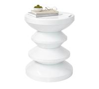 Relaxdays Mesa auxiliar y taburete zigzag blanco