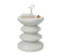 Relaxdays Mesa auxiliar y taburete zigzag gris