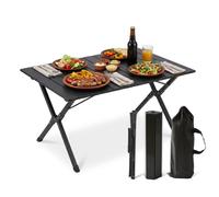 Relaxdays Mesa camping plegable negro