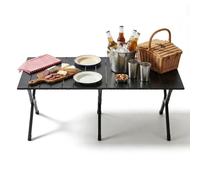 Relaxdays Mesa camping plegable negro