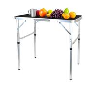 Relaxdays Mesa camping plegable y ajustable negro,plata