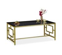 Relaxdays Mesa centro cristal en negro y dorado oro,negro