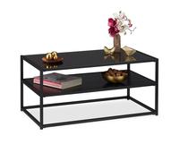 Relaxdays Mesa centro cristal negro negro