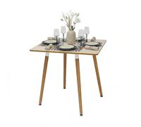 Relaxdays Mesa Comedor Cuadrada 75x75x75 cm MDF y bambú 4 Personas escandinavo Natural
