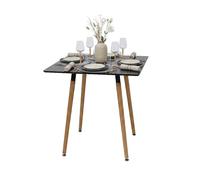 Relaxdays Mesa Comedor Cuadrada, HBT: 75 x 75 x 75 cm, MDF y bambú, para 4 Personas, Estilo escandinavo, Negro/Natural