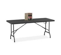 Relaxdays Mesa comedor jardín plegable negro