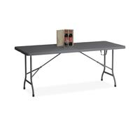 Relaxdays Mesa comedor jardín plegable negro,gris
