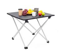 Relaxdays Mesa de Camping, Plegable, Auxiliar, 32 x 39 x 34 cm, Parque y Pícnic, Mesita Abatible Aluminio, Negro, 100%