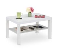 Relaxdays Mesa de centro 2 estantes blanca blanco