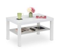 Relaxdays Mesa de centro 2 estantes blanca blanco