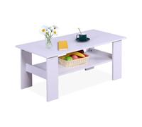 Relaxdays Mesa de centro con estante inferior blanco