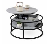 Relaxdays Mesa de centro con tapa elevable y hueco negro,gris