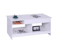 Relaxdays Mesa de Centro Extensible, HBT: 50 x 110 x 50 cm, Mesa de salón con Almacenamiento, Blanca