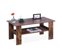 Relaxdays Mesa de Centro, HBT: 53,5 x 100 x 50 cm, Mesa de salón con Estante, Mesa Moderna, Madera, marrón