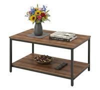 Relaxdays Mesa de centro, mix de materiales marrón,negro