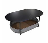 Relaxdays Mesa de centro oval con cesta antracita,negro
