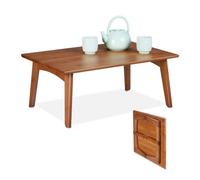 Relaxdays Mesa de Centro, Plegable, Mesita Salón, Efecto Madera Nogal, 25 x 60 x 40 cm, de Bambú, Mesilla Baja, Marrón