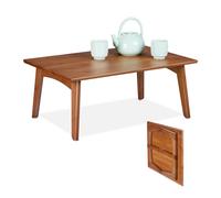 Relaxdays Mesa de Centro, Plegable, Mesita Salón, Efecto Madera Nogal, 25 x 60 x 40 cm, de Bambú, Mesilla Baja, Marrón