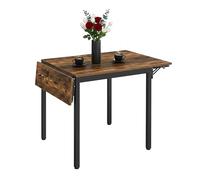 Relaxdays Mesa de Comedor abatible para 2-4 Personas, Espacio Ahorro, MDF/Hierro, marrón/Negro, 76x120x78 cm
