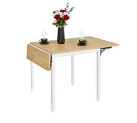 Relaxdays Mesa de comedor abatible 2-4 personas blanco,marrón claro