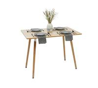 Relaxdays Mesa de Comedor, Rectangular, 75 x 110 x 70 cm, MDF y bambú, para 4 Personas, Estilo escandinavo, Natural